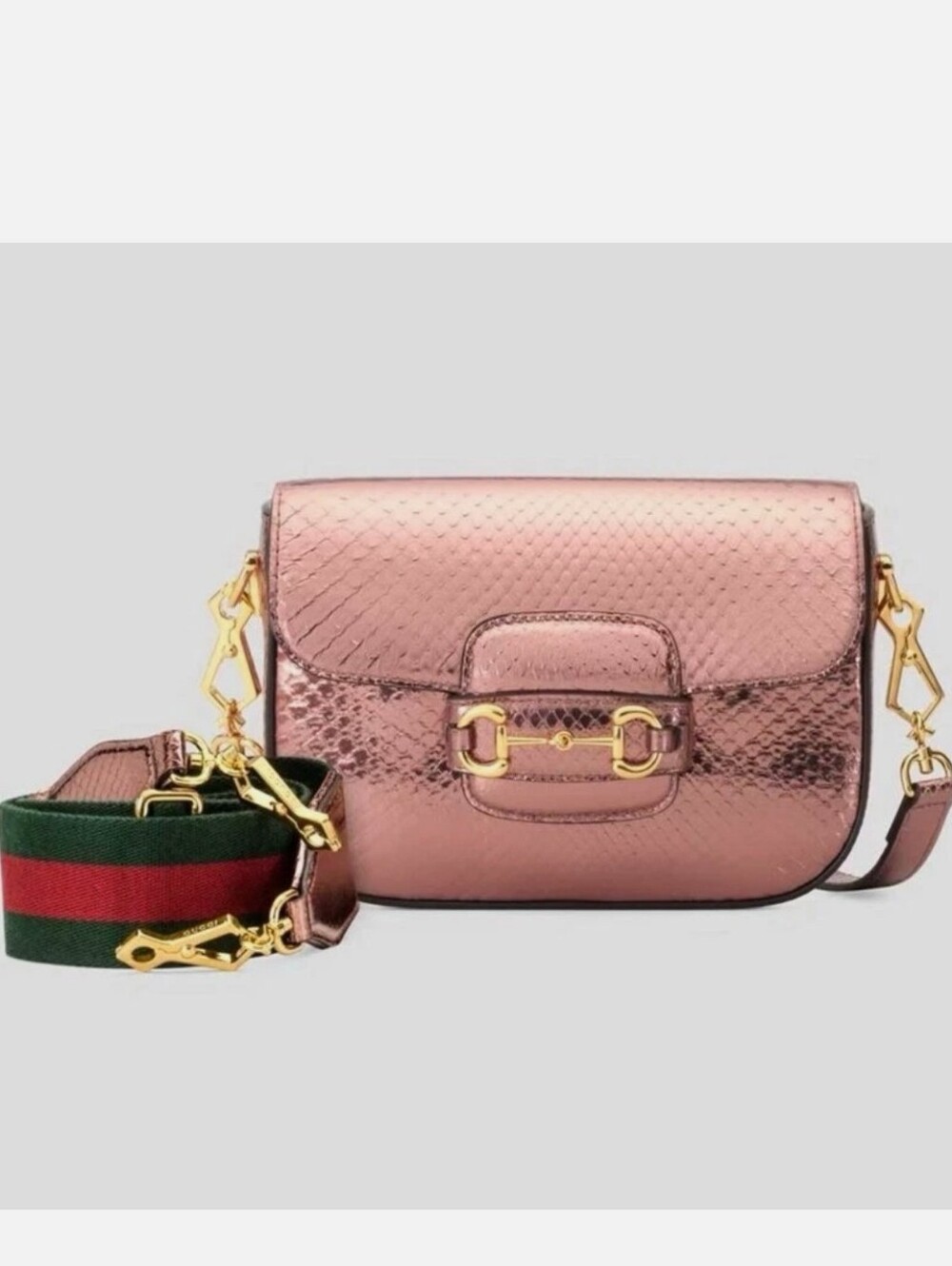 Gucci Horsebit 1955 Metallic Snake Shoulder Bag